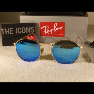 Ray Ban Round 3447 Blue Mirror